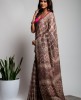 Tassar Silk Saree with Batik Print in Light Purple color