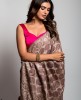 Tassar Silk Saree with Batik Print in Light Purple color