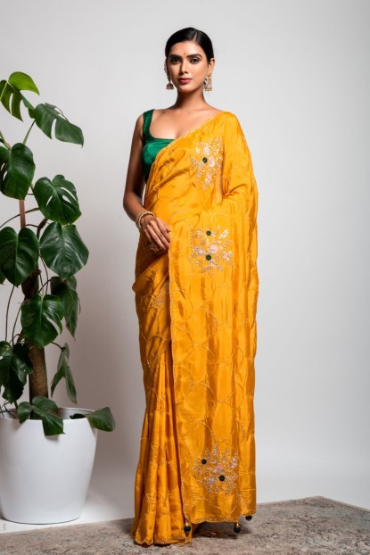Dola Silk Saree in Mustard color