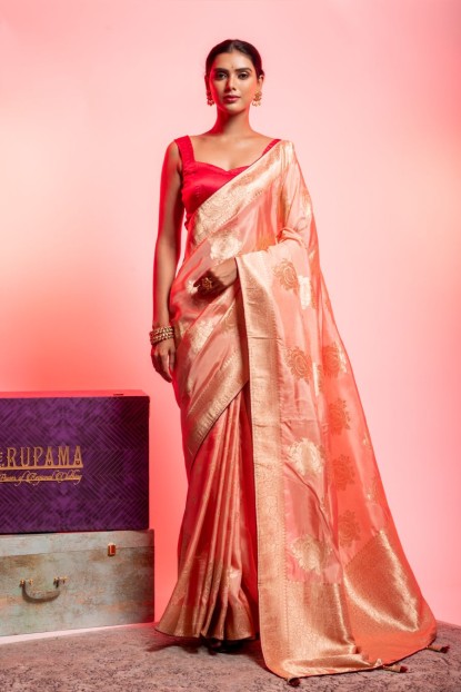 Dola Silk Saree in Peach color