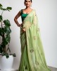 Soft Organza Saree in Pista Green color