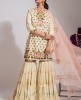 Cream color Raw Silk Sharara Suit 