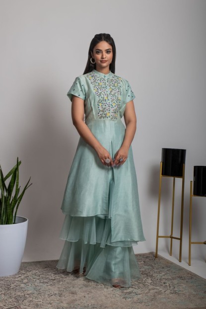 Sea Green stylish Kurta & Palazzo set