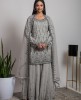 Grey color heavy Sharara & Kurti Set