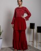 Cherry Red Peplum style Top & Sharara