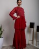 Cherry Red Peplum style Top & Sharara