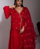 Red Skirt and Peplum top in Angarkha style with Tari work.