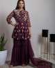 Wine color Peplum Top & Sharara Set