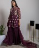 Wine color Peplum Top & Sharara Set