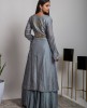 Grey color Embroidered Kurti with Skirt