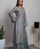 Grey color Embroidered Kurti with Skirt