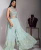 Sea Green Crop Top & Sharara Set