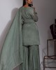 Stylish Sage Green color Sharara Suit