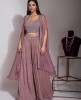 Onion Pink Sharara with Crop Top & Organza Jacket