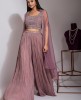Onion Pink Sharara with Crop Top & Organza Jacket