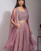Onion Pink Sharara with Crop Top & Organza Jacket