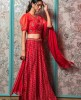 Red Crop Top Set with Dupatta