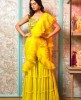 Neon Yellow Crop Top with Palazzo and Ruffle Dupatta
