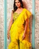 Neon Yellow Crop Top with Palazzo and Ruffle Dupatta