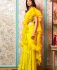 Neon Yellow Crop Top with Palazzo and Ruffle Dupatta