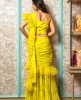 Neon Yellow Crop Top with Palazzo and Ruffle Dupatta