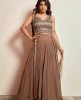 Light Brown Crop Top Set with attached Dupatta
