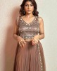 Light Brown Crop Top Set with attached Dupatta