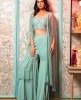 Shrug style Crop Top and Palazzo in Sea Green  color