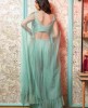 Shrug style Crop Top and Palazzo in Sea Green  color