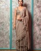 Light Brown Crop Top Set with Ruffle Dupatta