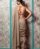 Light Brown Crop Top Set with Ruffle Dupatta
