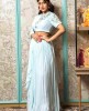Sea Blue Crop Top and Skirt with Flarrey Sleeves