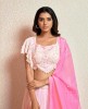 Pink and Light Pink Ombre Crop Top Set with Dupatta