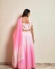 Pink and Light Pink Ombre Crop Top Set with Dupatta
