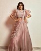 Blush color Crop Top Set with attached Dupatta