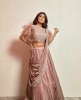 Blush color Crop Top Set with attached Dupatta