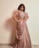 Blush color Crop Top Set with attached Dupatta