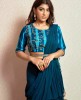 Blue Crop Top Set with attached Dupatta with Belt