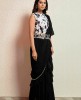Black Crop Top Set with attached Dupatta and Belt
