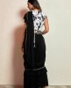 Black Crop Top Set with attached Dupatta and Belt