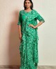 Green Crop Top Set with attached Dupatta in Floral Print