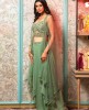 Shrug style Crop Top Set in Pista Green color