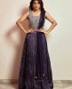 Dark Purple Crop Top Set with Dupatta