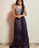 Dark Purple Crop Top Set with Dupatta