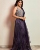 Dark Purple Crop Top Set with Dupatta