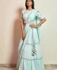 Ice Blue Crop Top Set with matching Dupatta and Belt