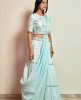 Ice Blue Crop Top Set with matching Dupatta and Belt