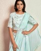 Ice Blue Crop Top Set with matching Dupatta and Belt