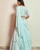 Ice Blue Crop Top Set with matching Dupatta and Belt