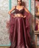 Heavy Crop Top Set with Dupatta in Chestnut Brown
